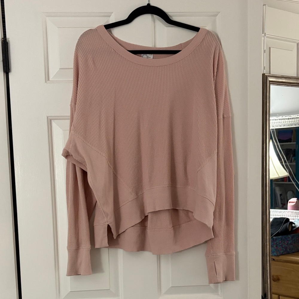 Aerie Blush Waffle Knit Sweatshirt